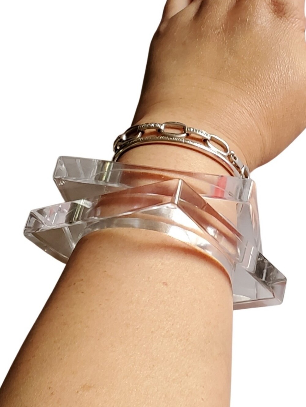 Vtg. Geometric Square Statement Bangles